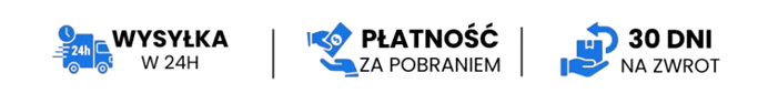 Płatność za pobraniem, 30 dni na zwrot, wysyłka w 24h